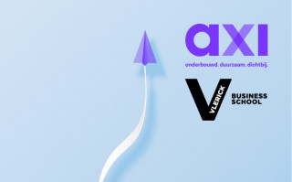 Pijl met logo's AXI Vlerick